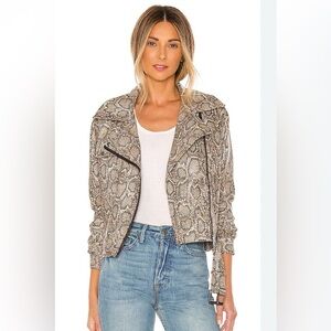 Lovers and Friends Revolve Snake-Print Faux Leather Jacket size Medium  PTP21